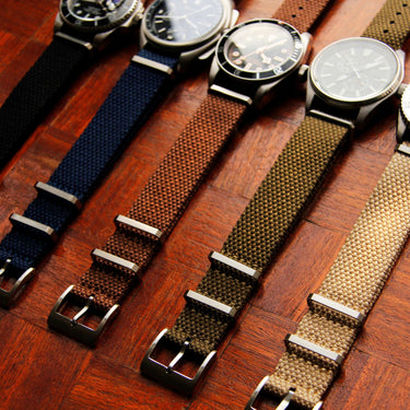 Vintage Style Woven Fabric Military Watch Strap